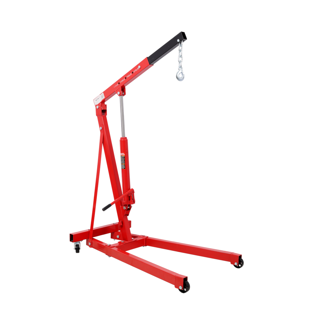 Folding Engine Crane with 6 Iron Caster Wheels, 1500 lbs Capacity_4Dock